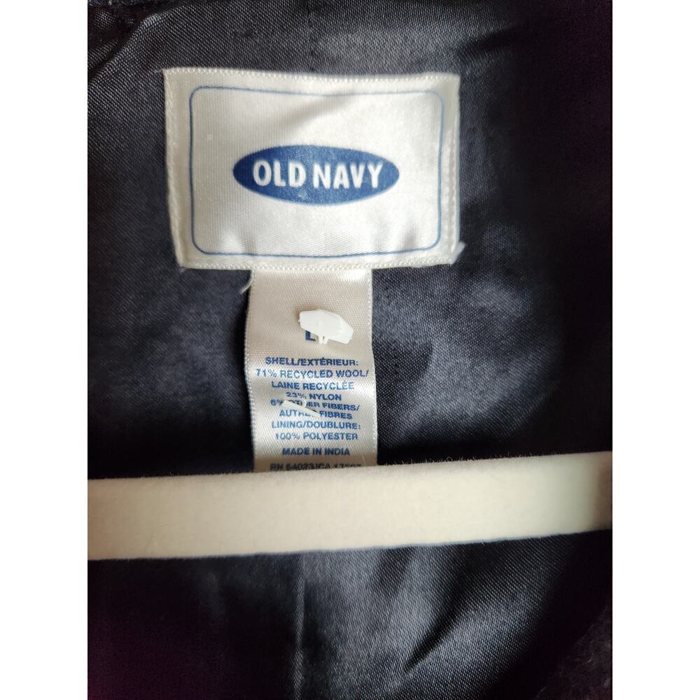 Vintage Old Navy Wool Peacoat Sz L Black/Charcoal classic preppy pockets GUC - Picture 5 of 9